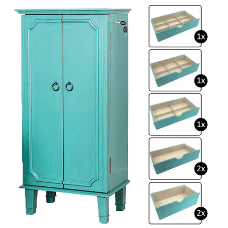 Large Turquoise Hives and Honey 9006-349 Carson Fully Locking Jewelry Armoire
